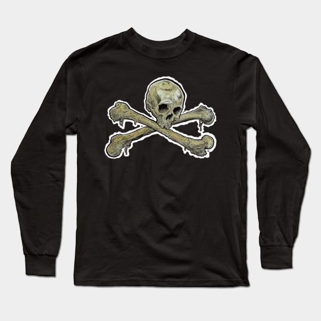 Zombie Skull 'n' Crossbones Long Sleeve T-Shirt by rsacchetto